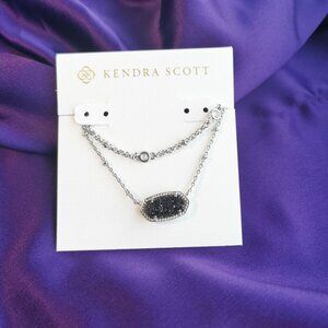 Kendra Scott Elisa Platinum Drusy Multi Strand Necklace in Silver